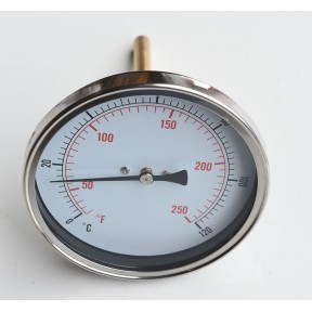 100mm Dial Temperature gauge, 1/2" bsp back entry, 2" pocket 0-120 deg c 